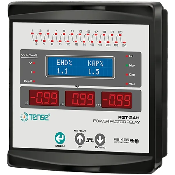 TENSE RGT-24H 24 Kademeli, Haberleşmeli Grafik LCD Ekranlı Trifaze Reaktif Güç Kontrol Rölesi